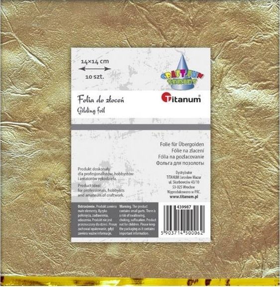 Titanum Folia do złoceń złota arkusz 14x14cm 10szt