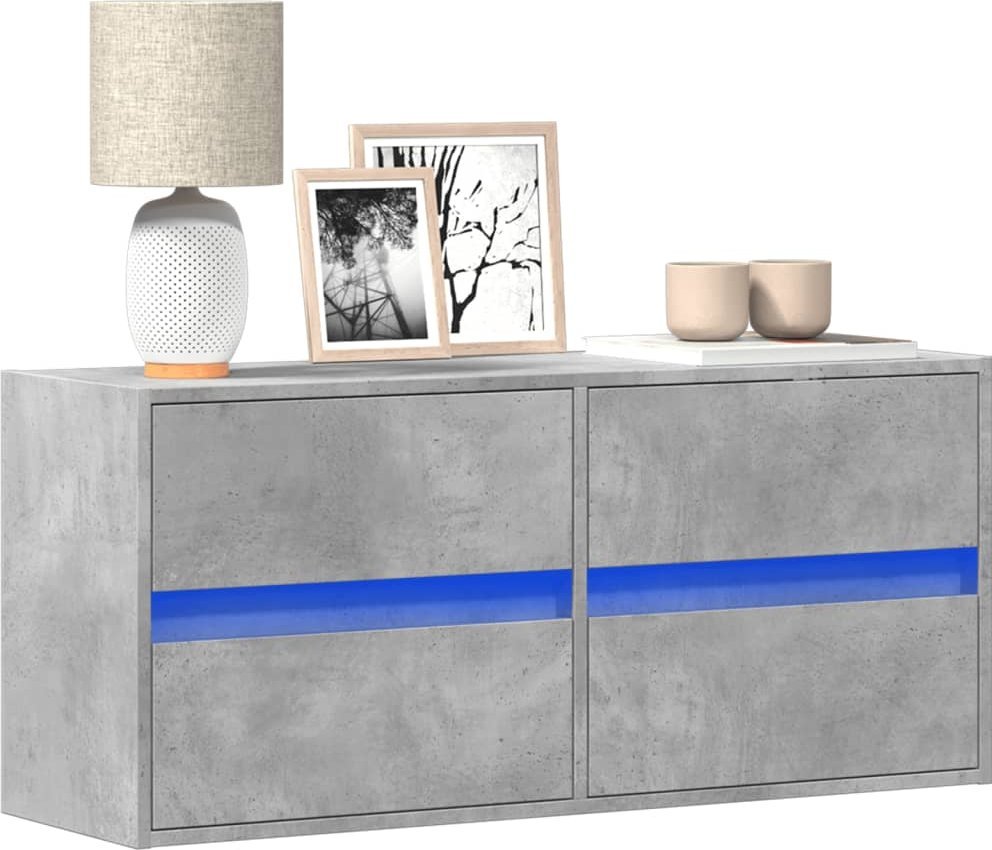 vidaXL vidaXL Ścienna szafka TV z LED, szarość betonu, 100x31x45 cm