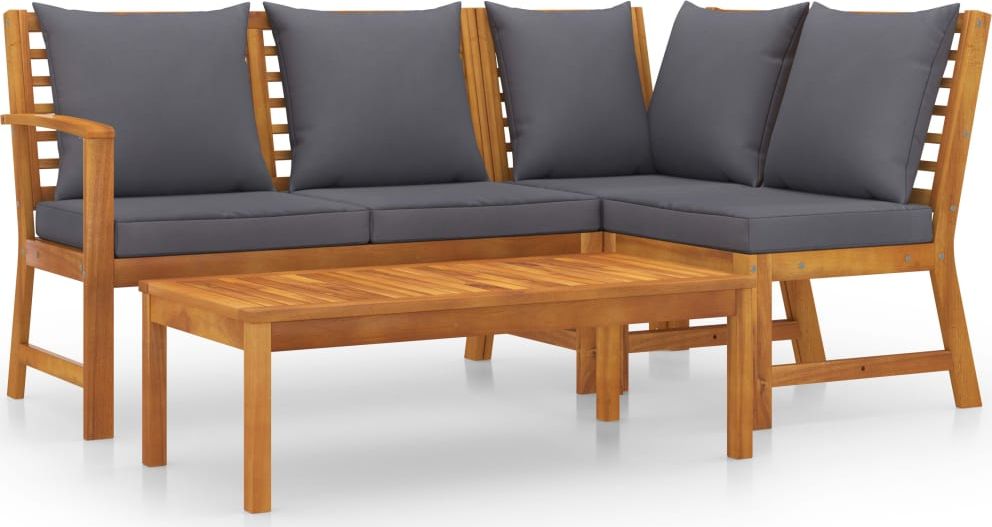 vidaXL 4-cz. zestaw wypoczynkowy do ogrodu, poduszki, drewno akacjowe (3057778)