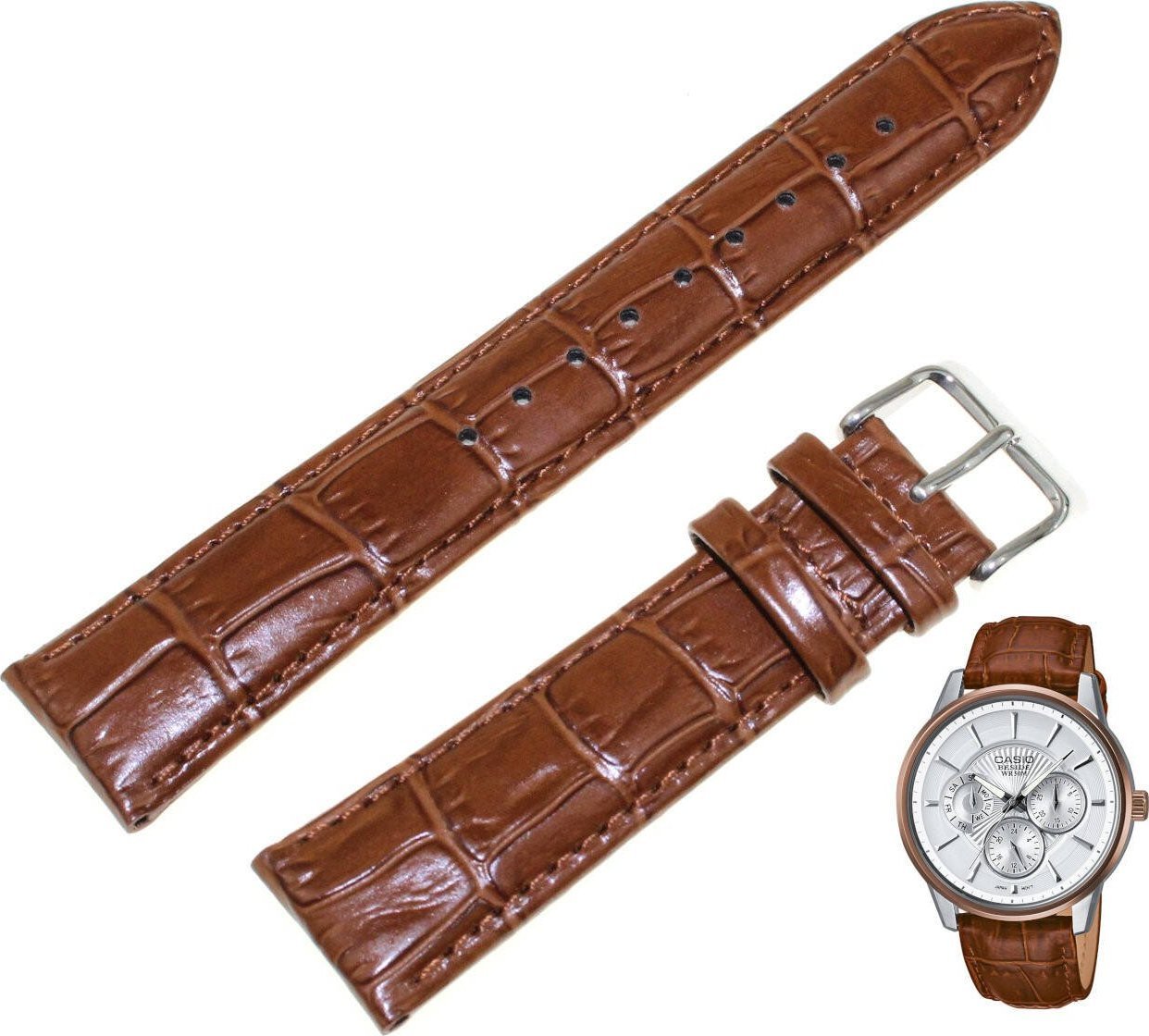 Casio Skórzany pasek do zegarka Casio BEM-302L brązowy 20 mm