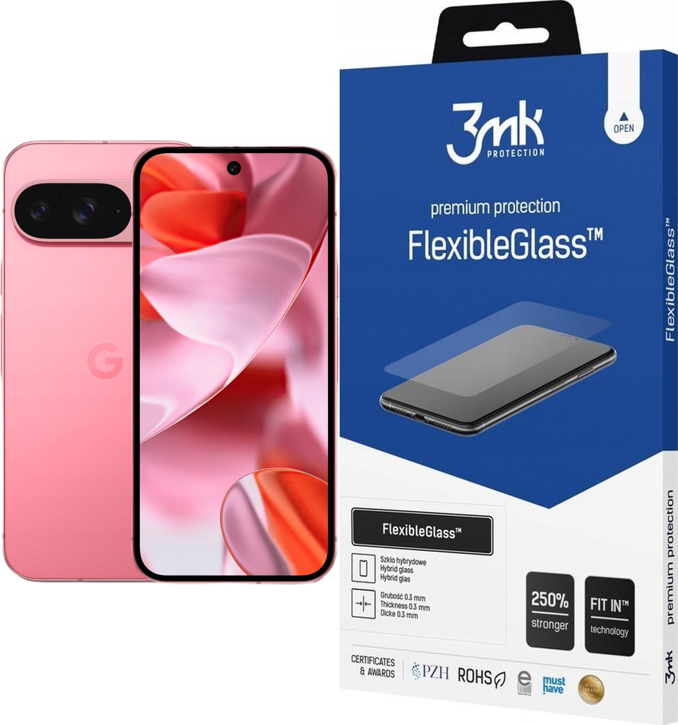 Smartfon Pixel 9 5G 12/256GB Różowy (GA09340-GB) + FlexibleGlass