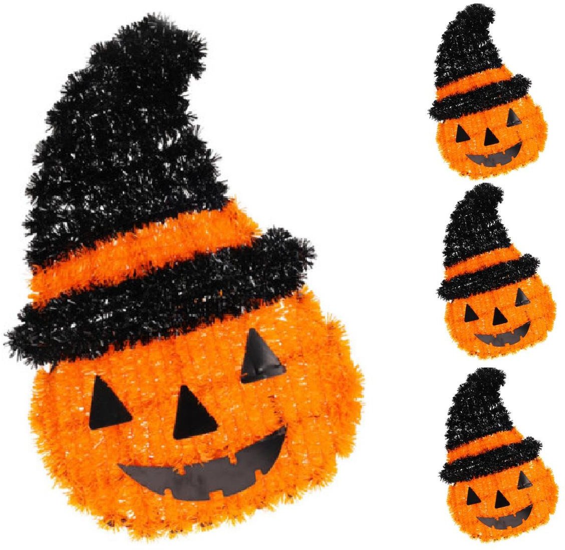 FIGURKA DEKORACYJNA DYNIA 35CM HALLOWEEN POMARAŃCZOWY PASEK