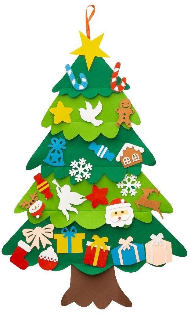 Diy filcowa choinka z ozdobami 71x90cm 25el