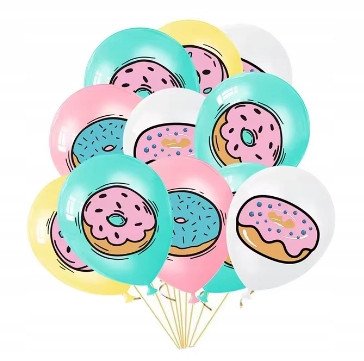 Zestaw Klasycznych Balonów z Nadrukiem Pączków 12 sztuk Cukierkowe Party