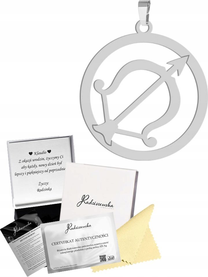 Radziszewska Jewellery Zawieszka Srebrna Znak Zodiaku STRZELEC Srebro 925 Prezent DEDYKACJA GRATIS