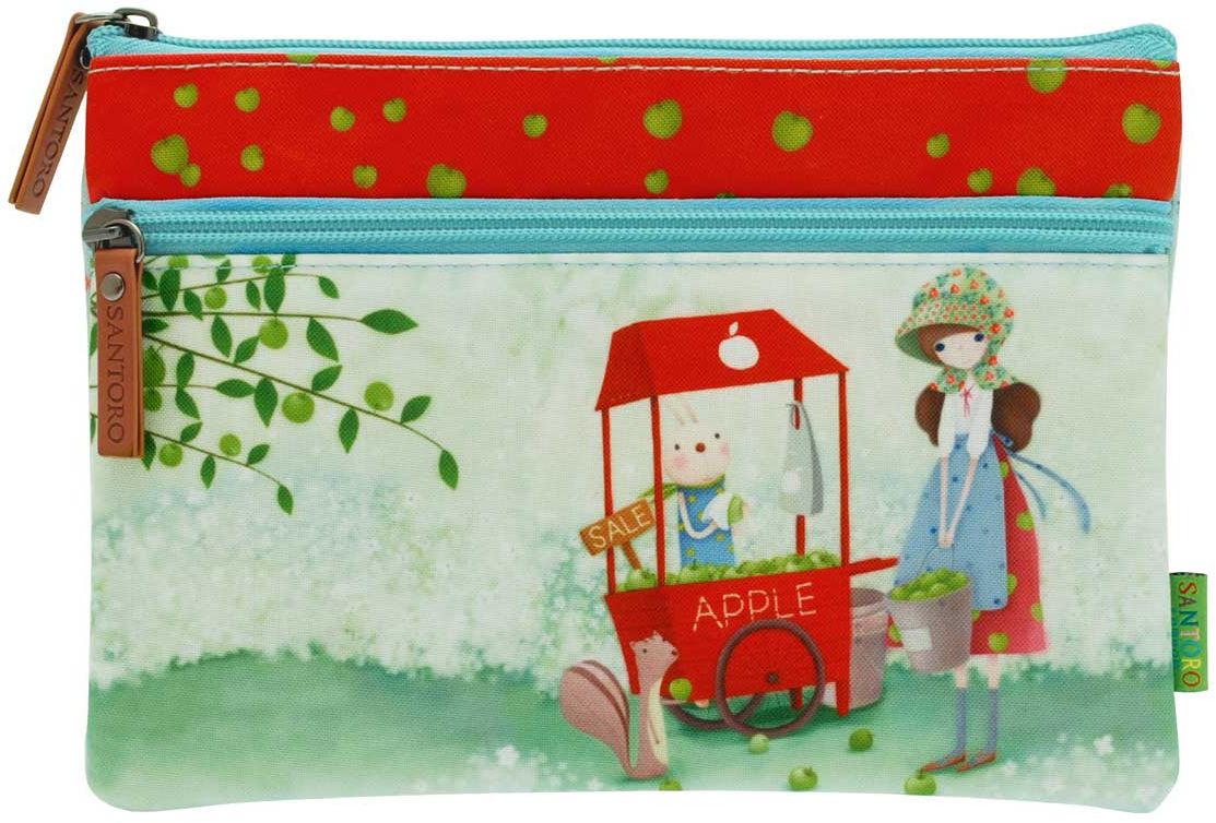 Santoro Płaska saszetka z dwoma suwakami - An Apple A Day (252555)