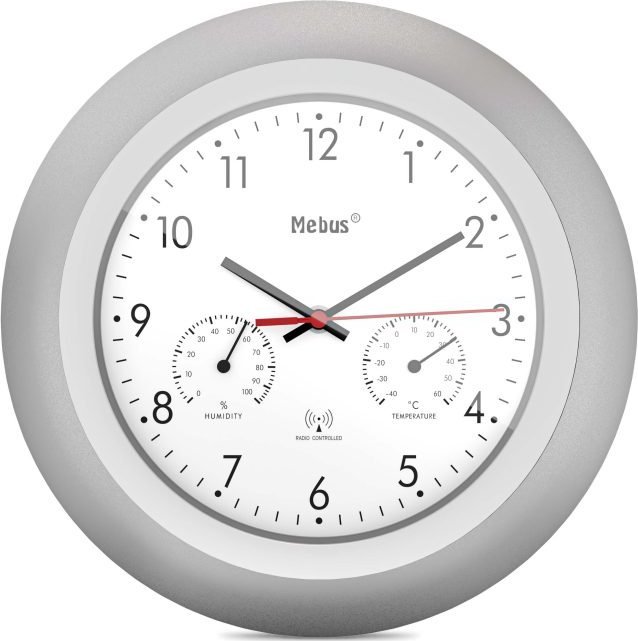 Termometr Mebus Mebus 19450 Radio controlled Wall Clock w. Thermo/Hygrometer