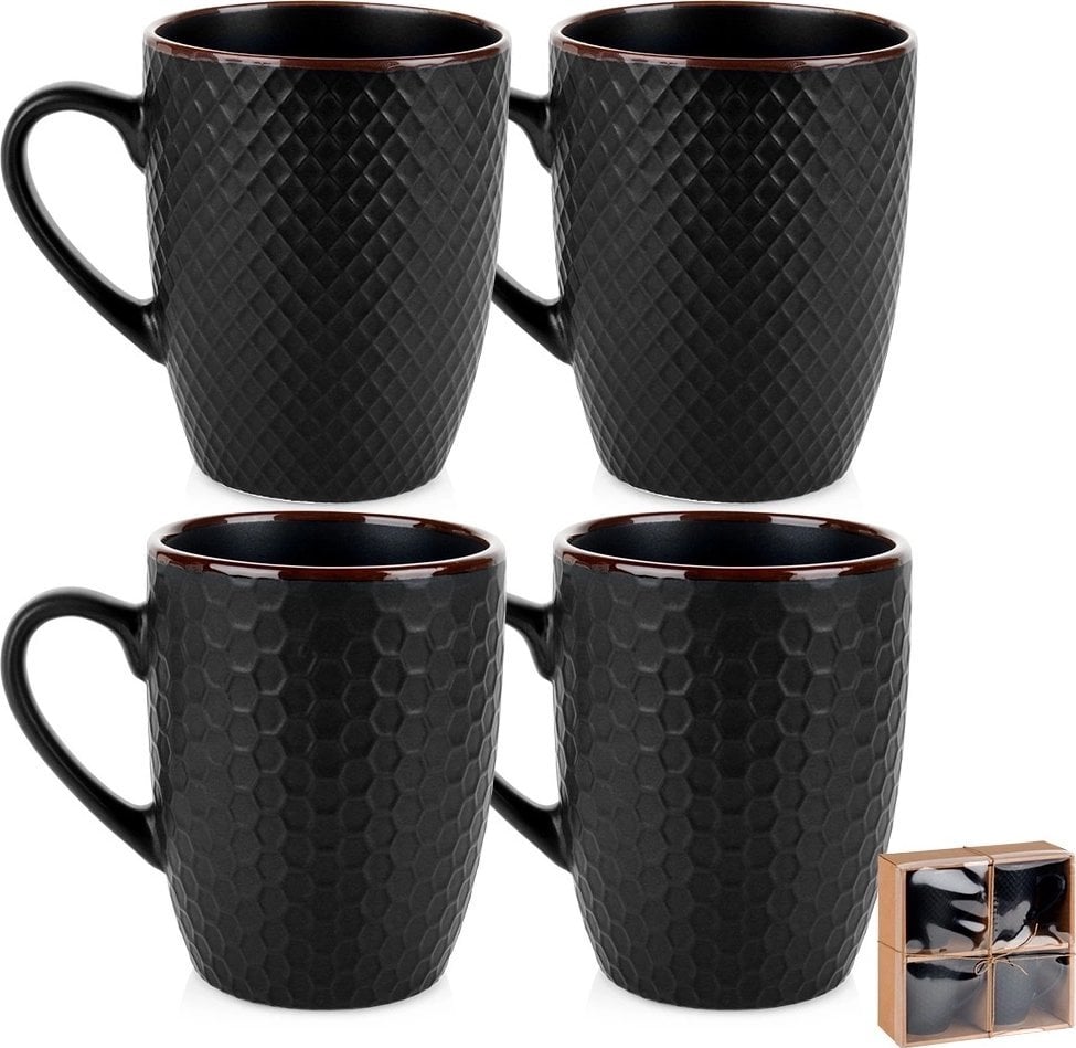 Kubki ceramiczne czarne 400 ml 4 szt.