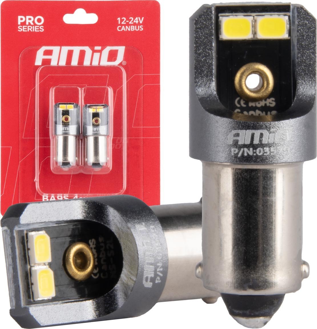AMiO Żarówki led canbus pro t4w ba9s 4x2016 smd białe 12v 24v amio-03579