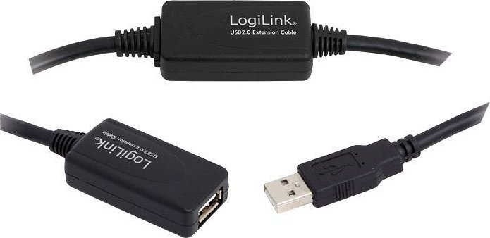Kabel USB LogiLink USB-A - USB-A 20 m Czarny (UA0146)