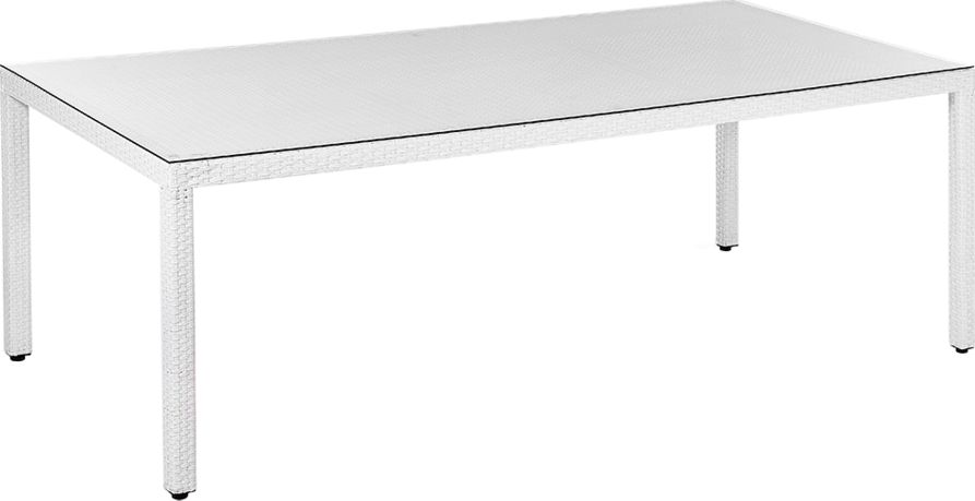Beliani Stół ogrodowy rattanowy 220x100cm biały ITALY (58171)