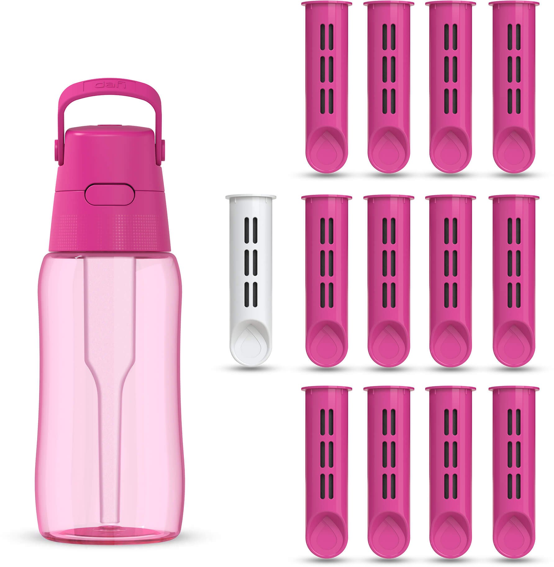 Butelka filtrująca Dafi SOLID 0,5 flamingowa barwiona z 13 filtrami