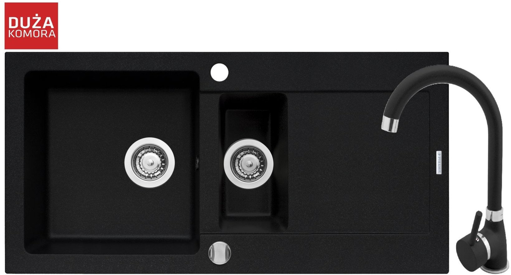 Pyramis Zlew. MIDO (100x50) 1 1/2B 1D karbon + bateria Bello