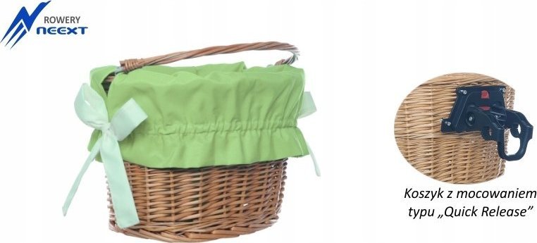 NEEXT Koszyk wiklinowy rowerowy na CLICK z wkładem mat