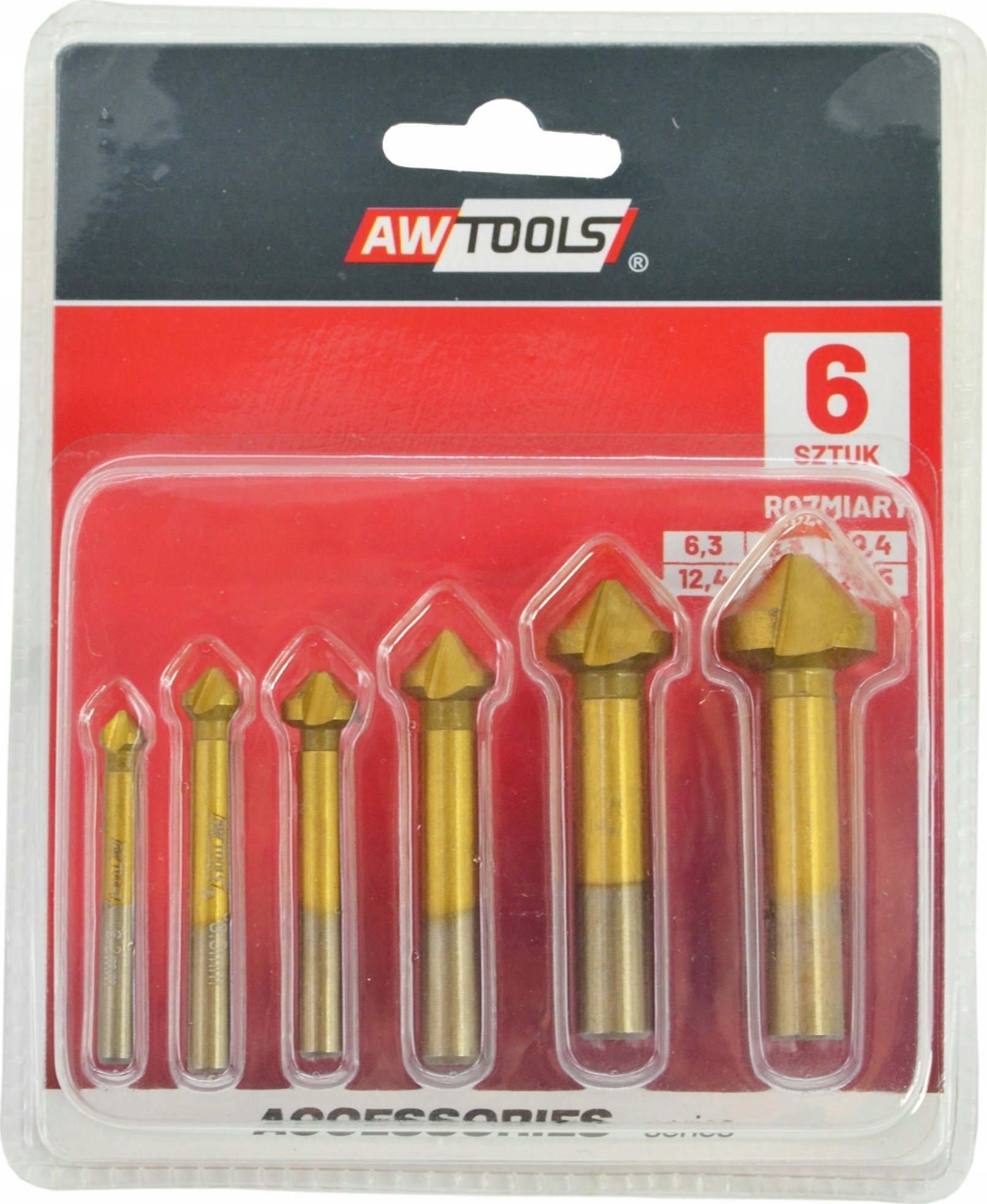 Wiertło AWTools AWTOOLS POGŁĘBIACZ STOŻKOWY KPL. 6cz. 6,3-20,5