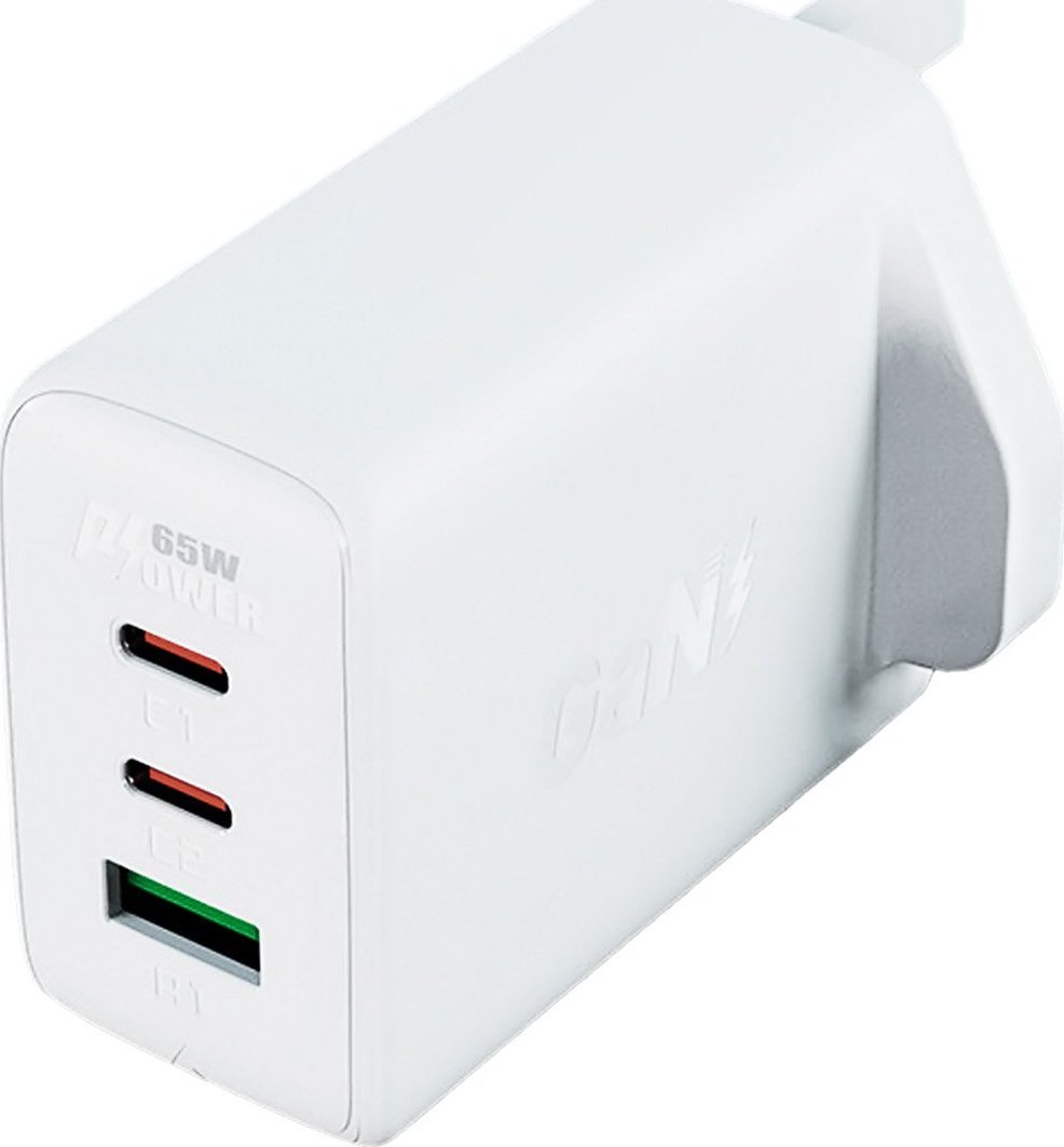 Ładowarka Acefast Acefast ładowarka GaN 65W 3 porty (1xUSB, 2xUSB C PD) wtyczka UK biała (A44)