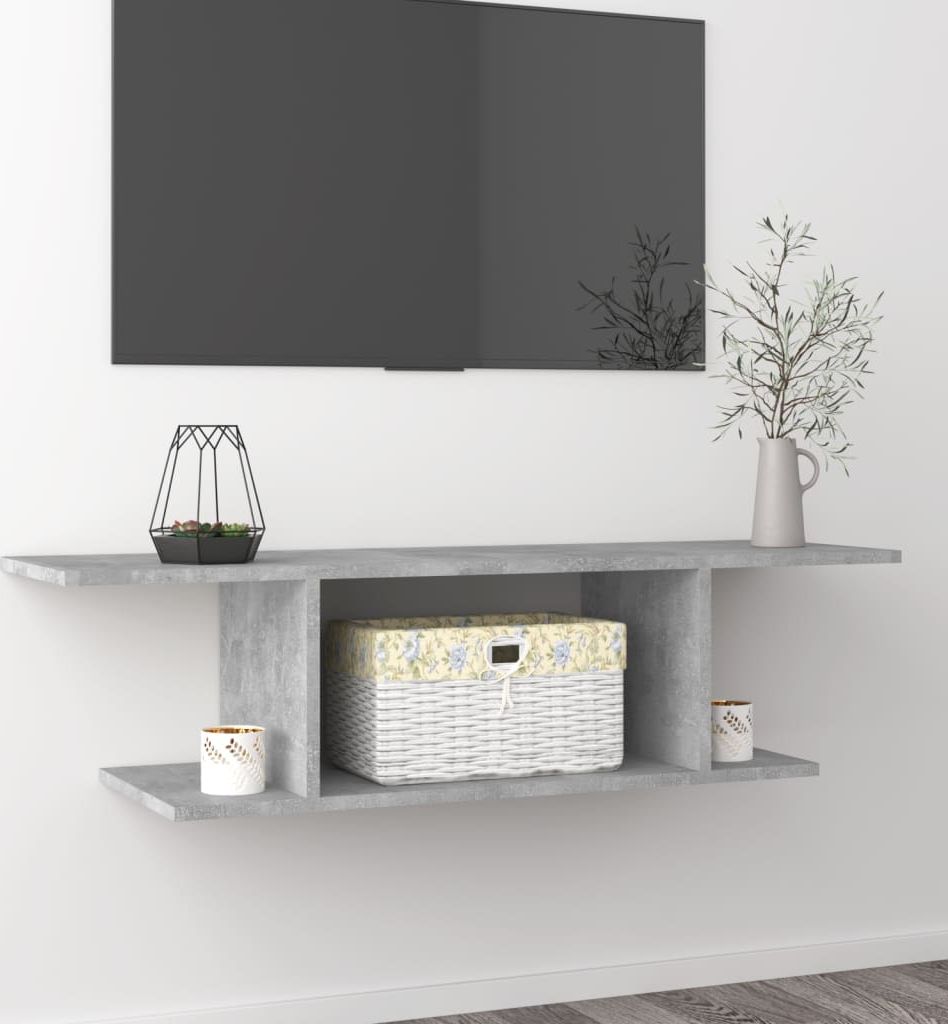 vidaXL Wisząca szafka telewizyjna, szarość betonu, 103x30x26,5 cm