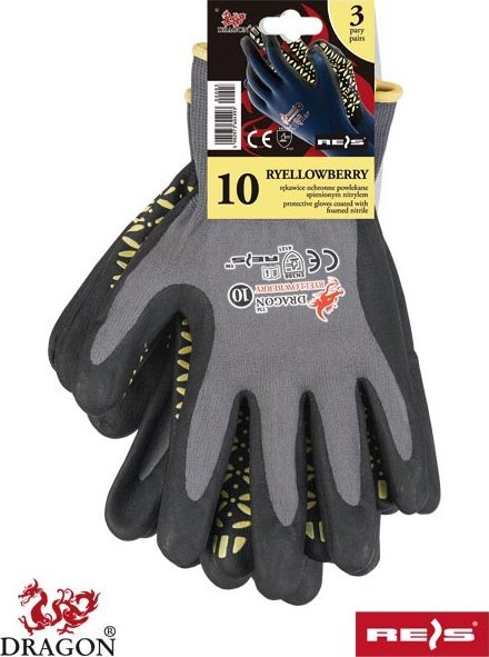 R.E.I.S. RYELLOWBERRY-S - rekawice ochronne wykonane z połączenia lycry z nylonem 10