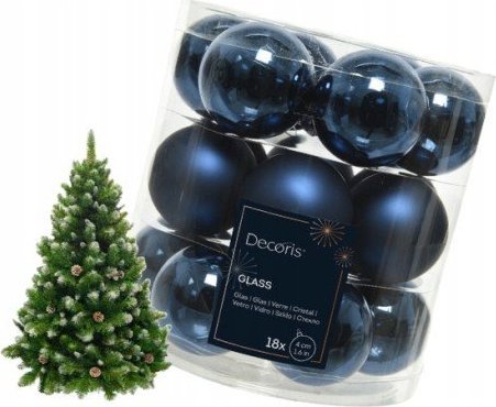 Kaemingk Bombki szklane okrągłe niebieskie połysk/mat zestaw 18 sztuk
