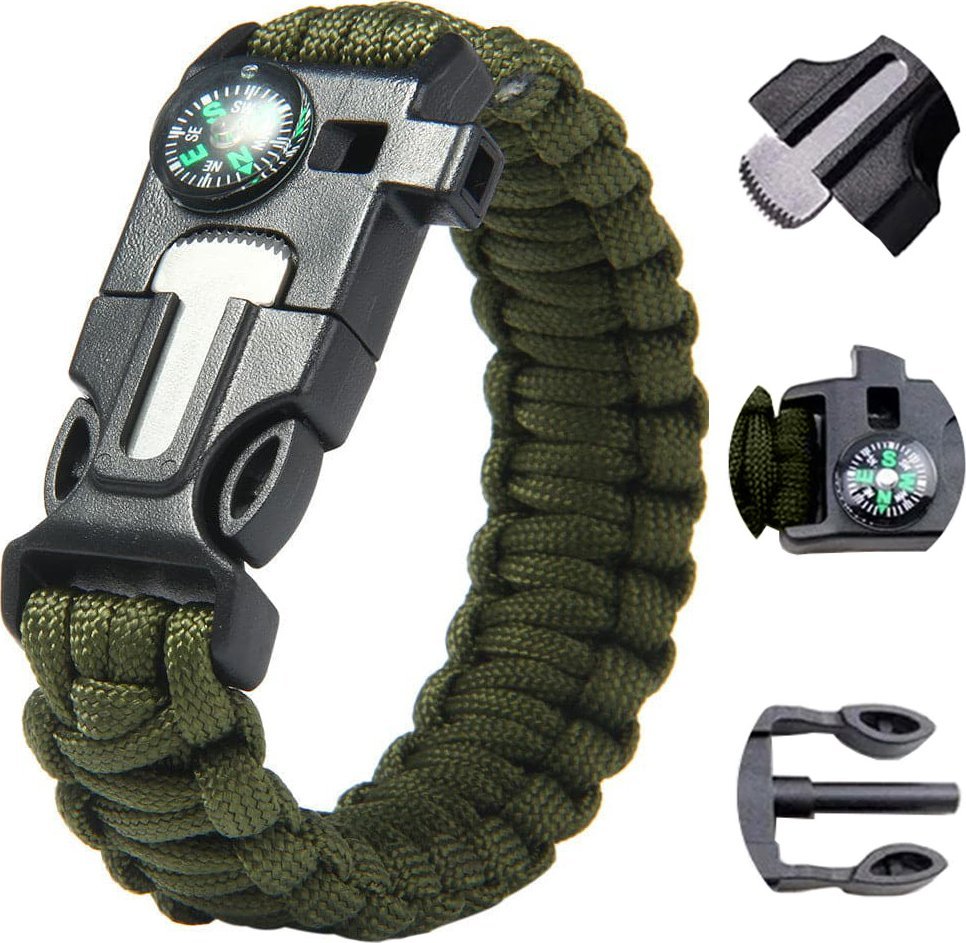 Verk Bransoletka survival opaska 5w1 kompas krzesiwo linka nóż linka paracord Bransoletka survival opaska 5w1 kompas krzesiwo linka nóż linka paracord