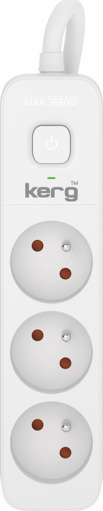 Kerg Przedłużacz KERG z wyłącznikiem-3 gniazda-biało-szary-3m-16A-H05VV-F-3x1,5mm2