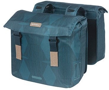Torba na bagażnik BASIL ELEGANCE DOUBLE PANNIER BAG 40-49 Universal Bridge System, wodoodporna estate blue (NEW)