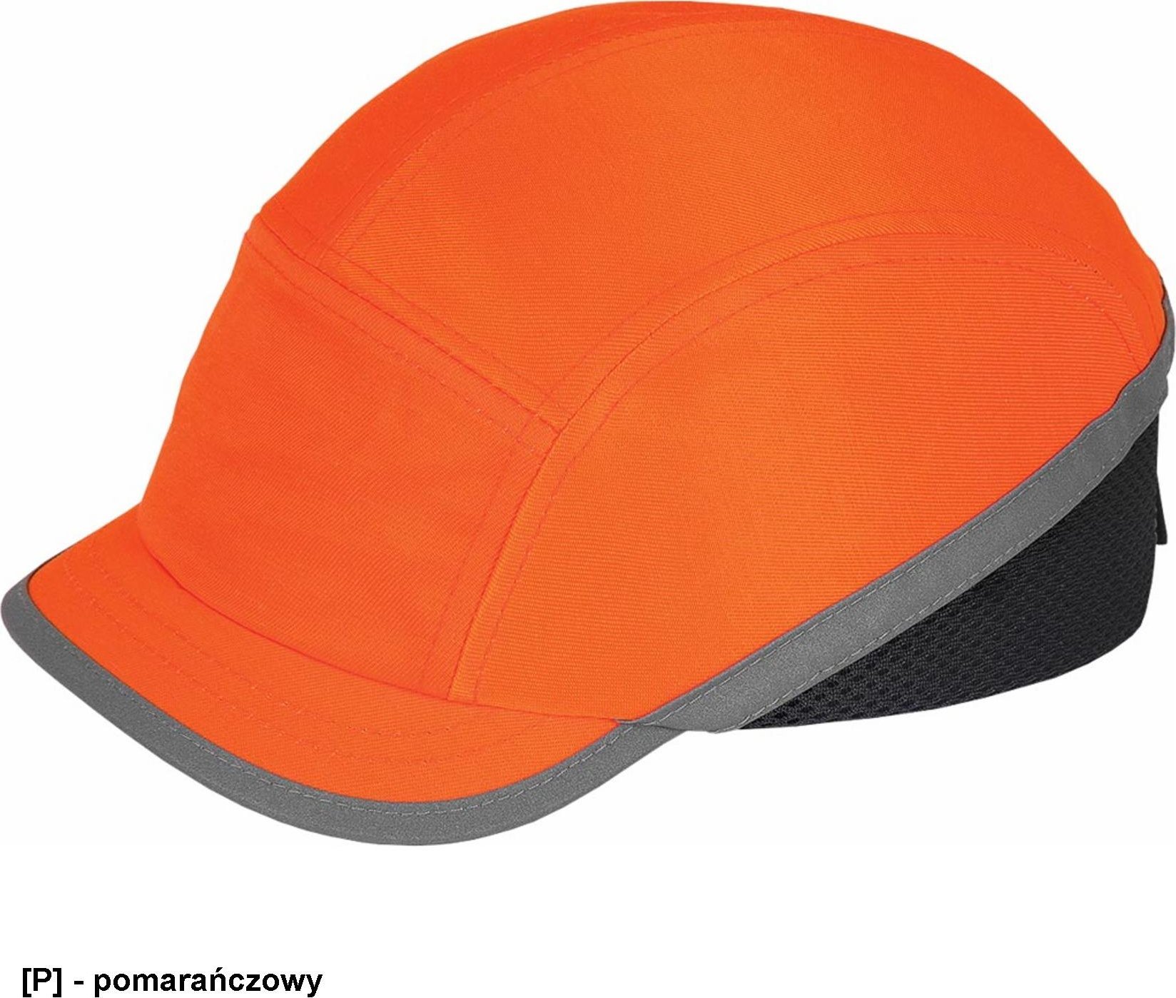 R.E.I.S. BUMPSCAPFLUO - przemysłowy hełm skorupa ABS, odblaskowe lamówki, lekki, krótki daszek - pomarańczowy