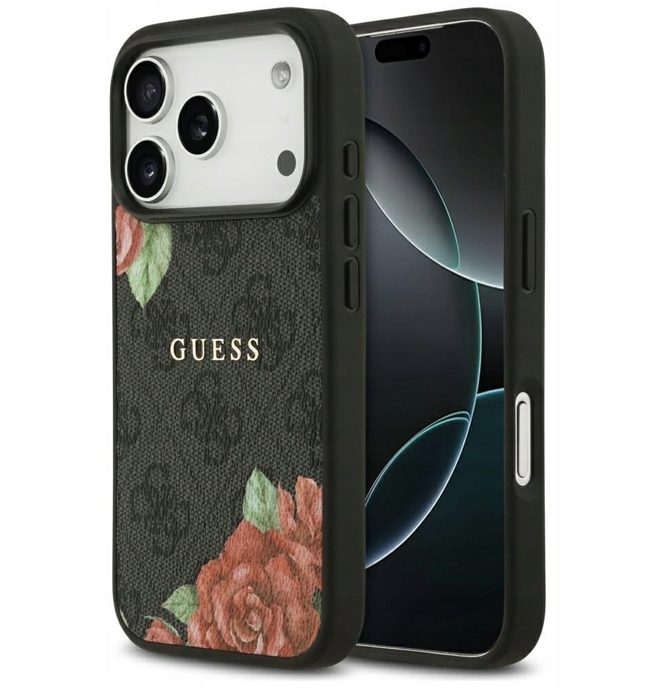 Guess Etui 4G Flowers Print MagSafe do iPhone 17 Pro Max czarny