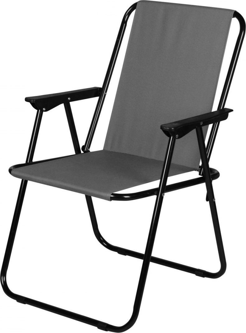 Royokamp Krzesło turystyczne z podłokietnikami 57x44x75 cm składane szare
