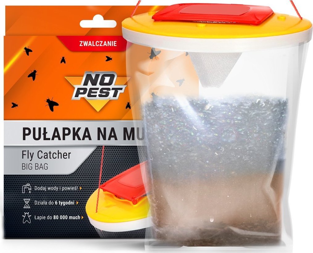 NO PEST Pułapka na Muchy Pułapka Lep Środek Sposób Worek na Muchy Muszki Meszki Komary Owady