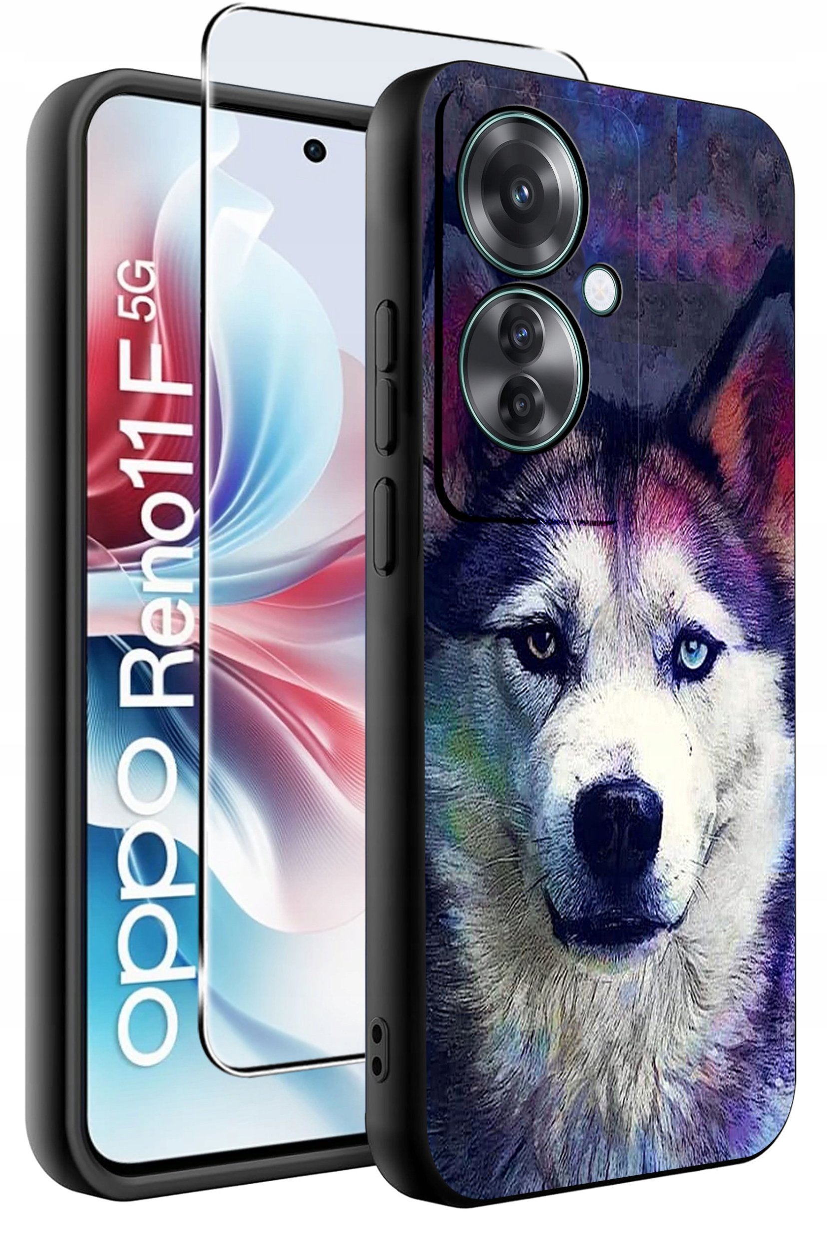 ETUI do Oppo Reno11 F 5G WZORY | SILIKONOWE MATT CASE + SZKŁO HARTOWANE 9H