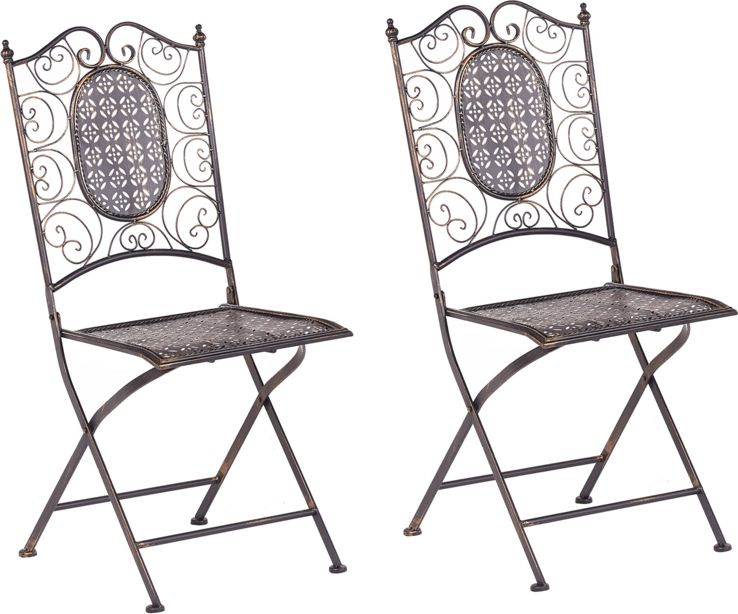 Shumee Zestaw 2 krzeseł ogrodowych metalowy czarny BORMIO