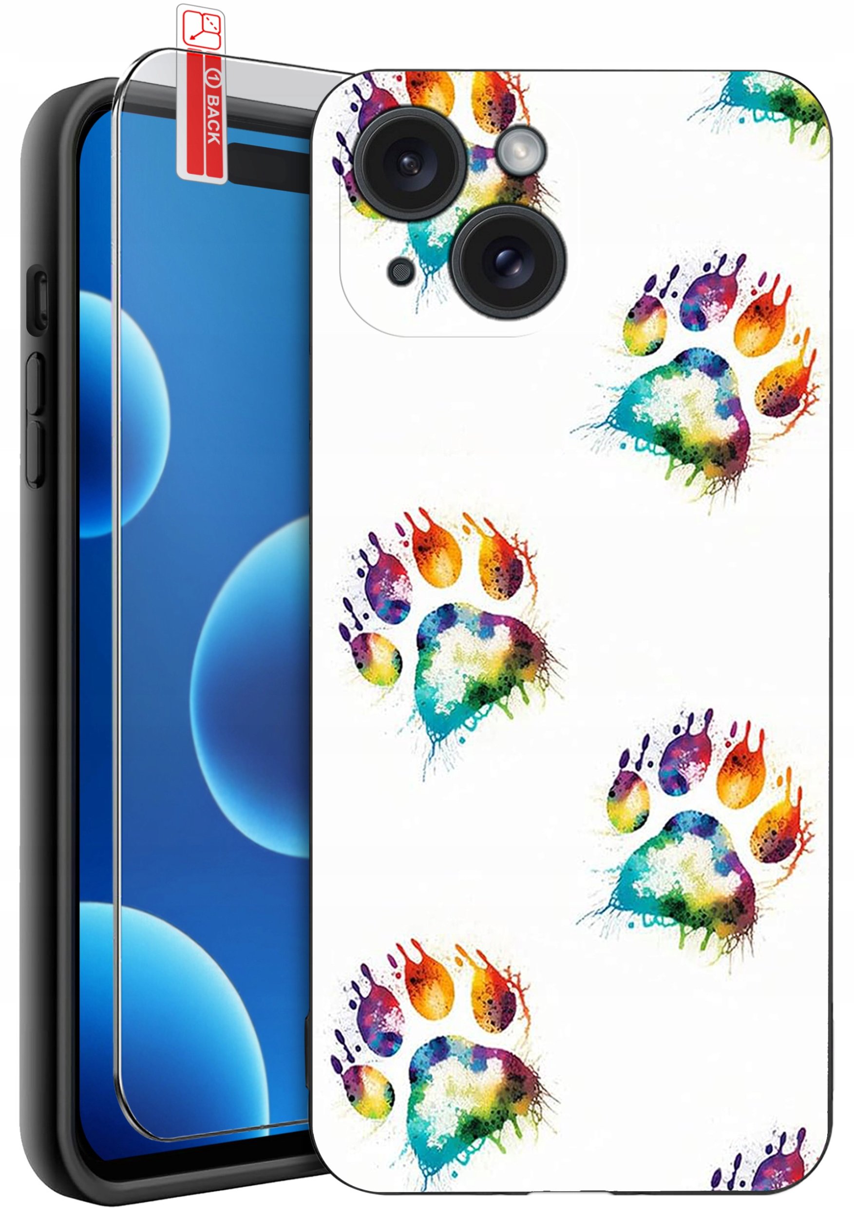 ETUI do iPhone 15 | WZORY | SILIKONOWE MATT CASE + SZKŁO 9H