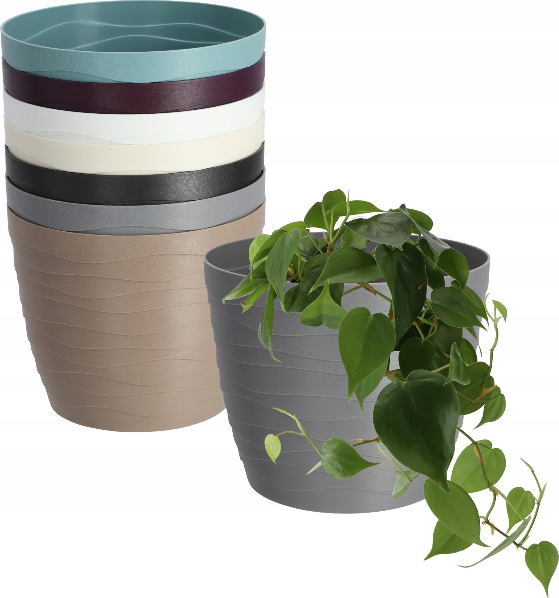 Kadax Doniczka Osłonka Na Kwiaty Okrągła Popielata 15 cm