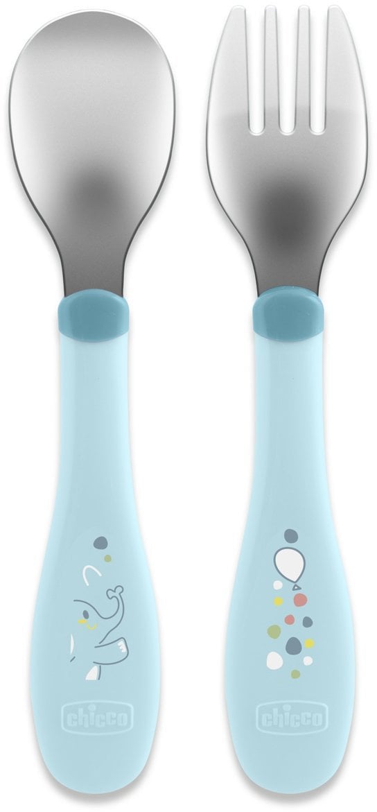 CHICCO-1610225-SZTUĆCE METALOWE 18M+ BLUE