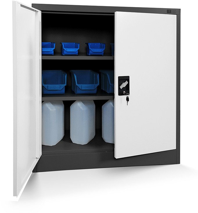 Schrank mit Regalen BEATA, 900 x 930 x 400 mm, anthrazit-weiß