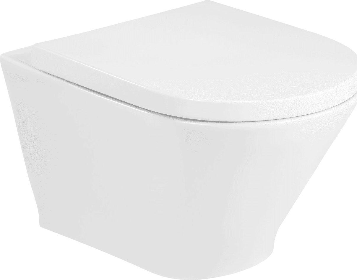 Miska WC Roca Gap Round Rimless zestaw wisząca bez kołnierza z deską wolnoopadającą biała (A34H0N2000)