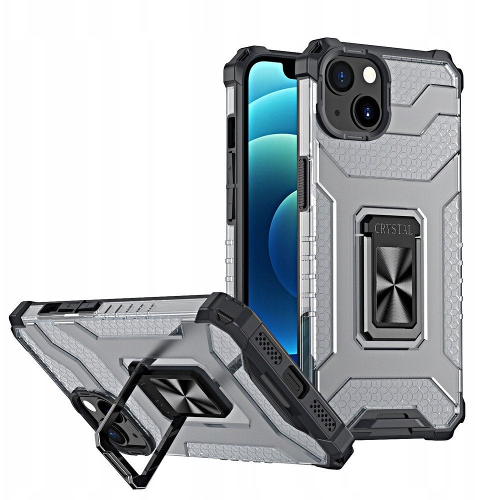 Crystal Ring Case pancerne hybrydowe etui pokrowiec + magnetyczny uchwyt iPhone 13 mini czarny