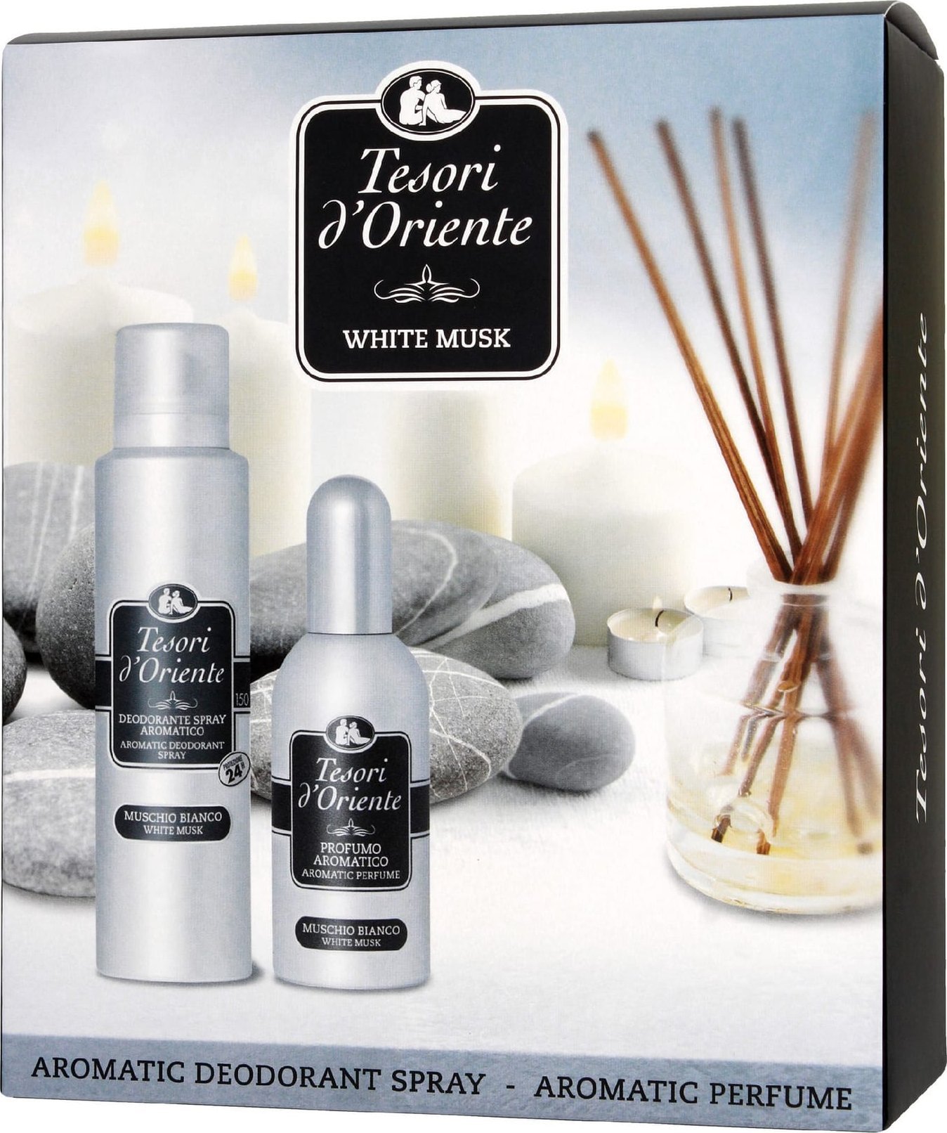 ART.ROZNE TESORI d`Oriente Zestaw prezentowy White Musk (Woda perfumowana 100 ml+ Dezodorant w sprayu 150 ml) 1 op. - 2 szt.