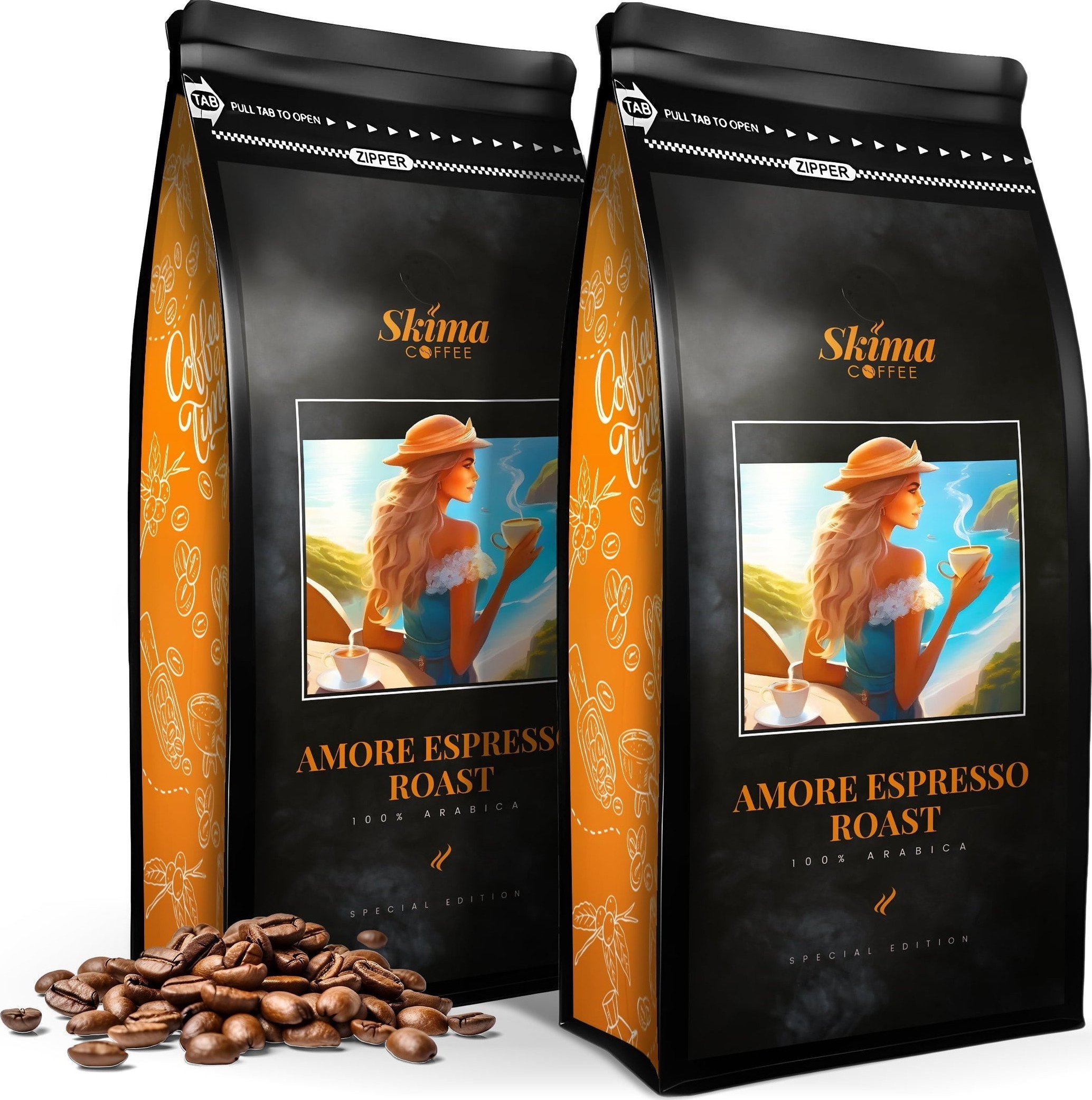 Kawa ziarnista SkimaCoffee Zestaw Kawa ziarnista 1kgX2 AMORE ESPRESSO ROAST (SPECIAL EDITION) Świeżo Palona do ekspresu