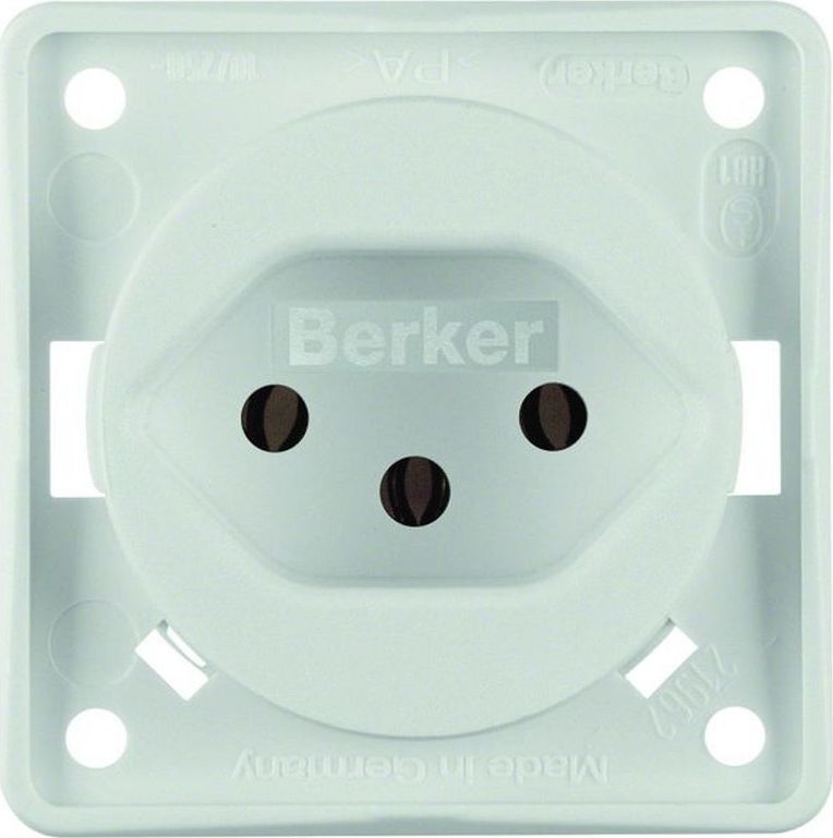 Hager Berker Integro Gniazdo pojedyncze z/u szwajcarskie typ 13 śnieżnobiały mat 0962492502