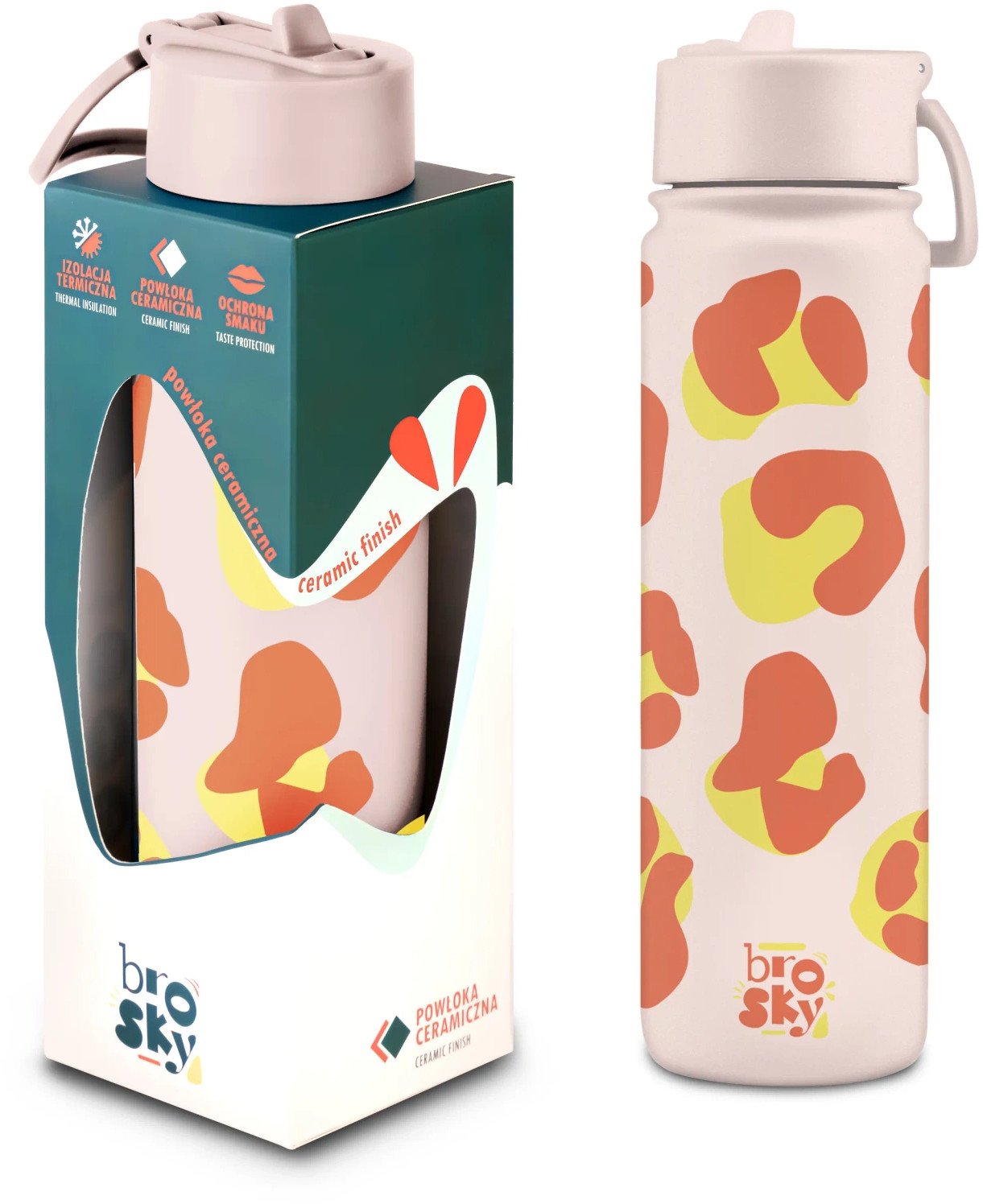 Brosky Różowa butelka na wodę z nadrukiem w zwierzęcy motyw 680 ml