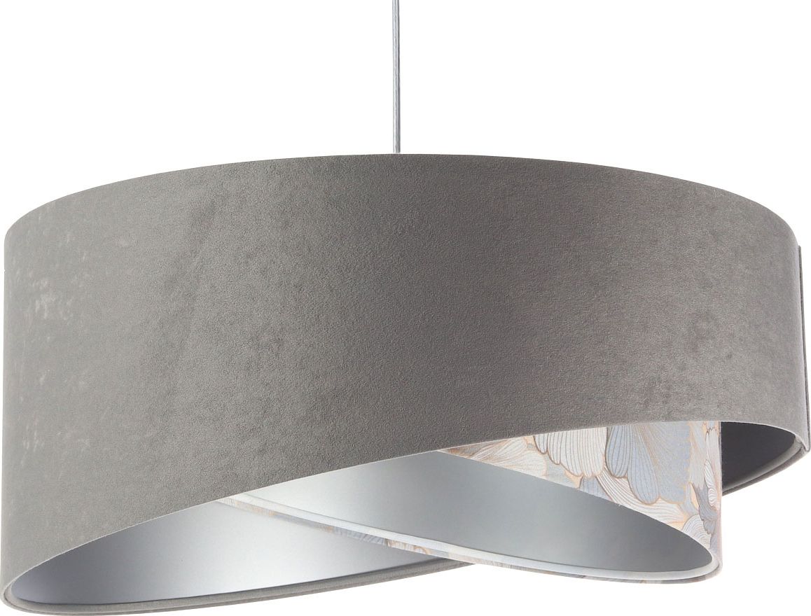 Lampa wisząca Lumes Szara welurowa lampa wisząca z wzorem - EXX18-Potisa