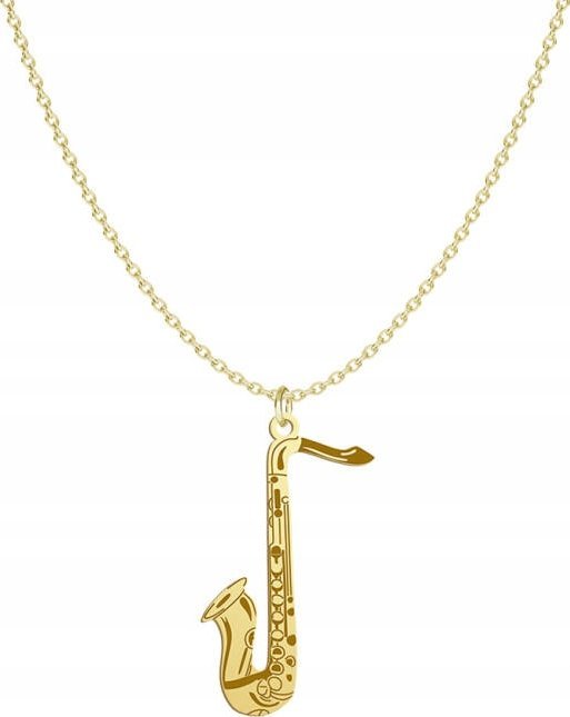 Radziszewska Jewellery Złoty Naszyjnik Saksofon Łańcuszek 925 Prezent Biżuteria DEDYKACJA GRATIS