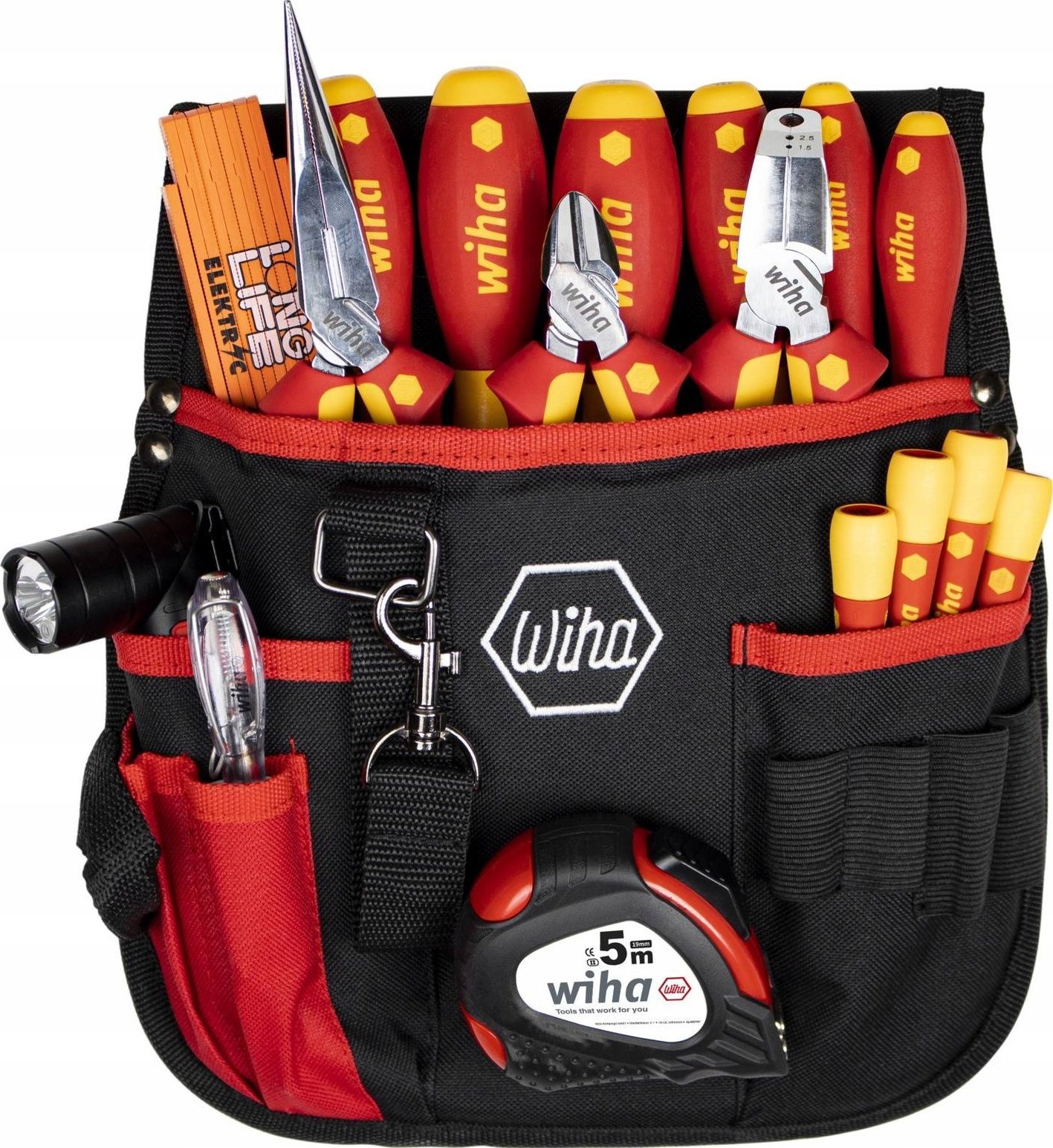 Wiha Wiha tool set electrician, mixed, tool set (red/yellow, 18 pieces, with belt pouch)