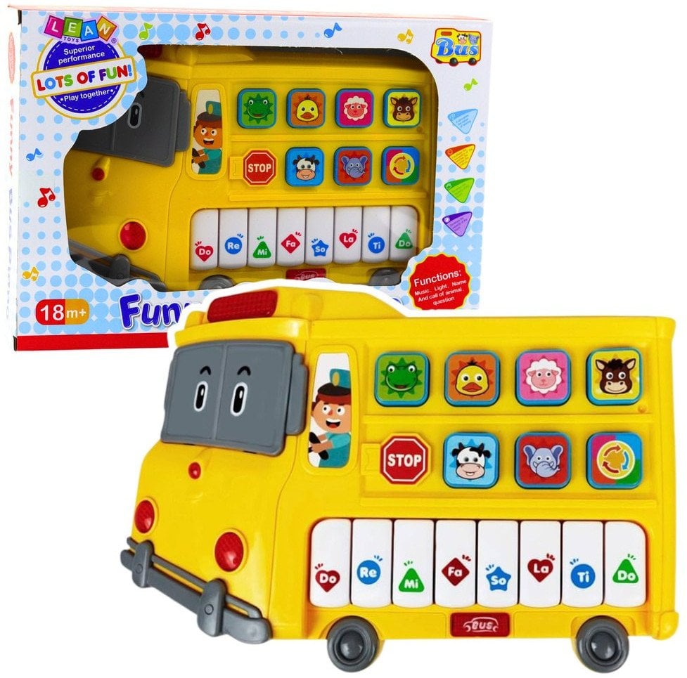 Pianinko Elektryczne Edukacyjne Dla Malucha Autobus Żółty LEAN Toys