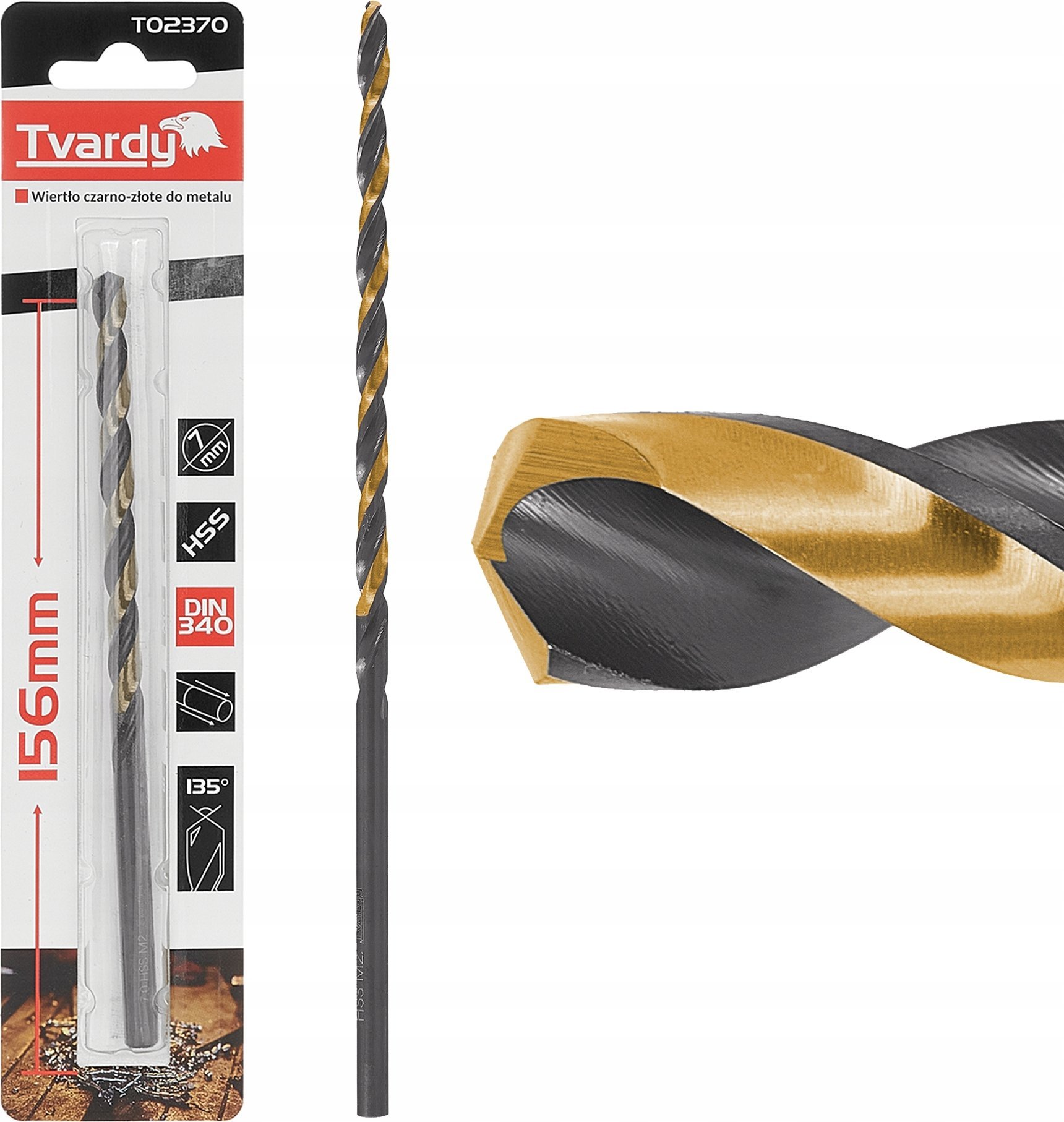 Wiertło Tvardy Wiertło czarno-złote do metalu przedłużane HSS M2 7.0mm (1/75/300)