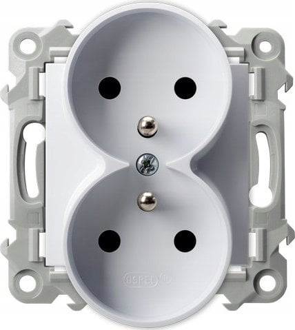 Ospel Gniazdo podwójne z uziemieniem Ospel Szafir GP-2ZRZ/m/00 moduł bez ramki białe