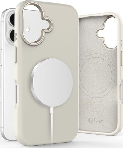 Tech-Protect Etui Tech-Protect Silicone Pure MagSafe Apple iPhone 16 Cosmic Latte