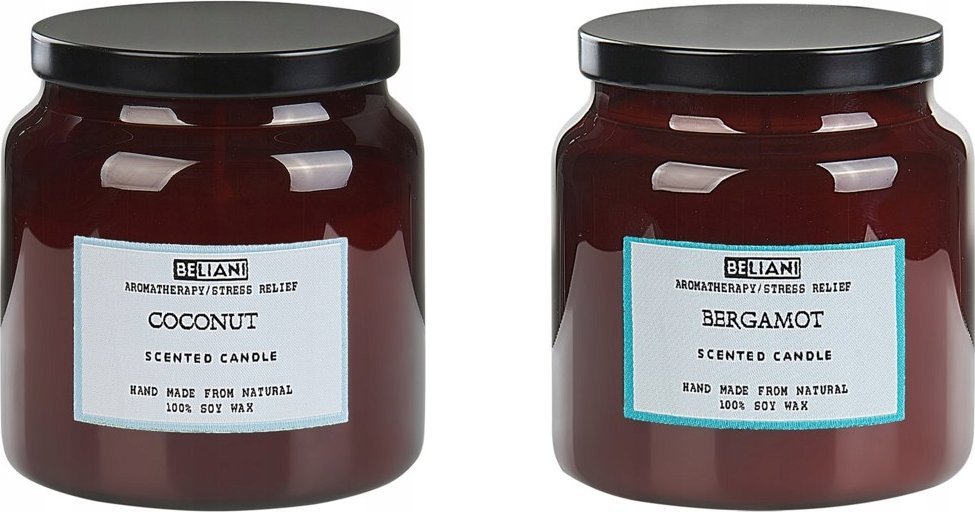 Beliani 2 świece zapachowe sojowe bergamotka/ kokos ABSOLUTE ALCHEMY